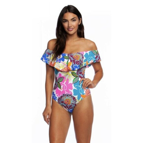 TRINA TURK: ONE PIECE RADIANT BLOOMS OFF THE SHOUL - Picture 1 of 8